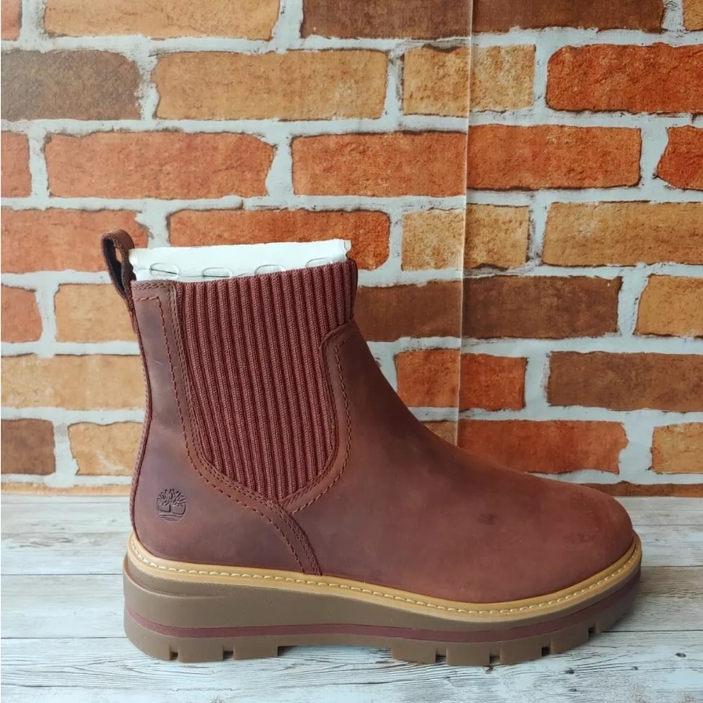 Woman's Boots Timberland Cervinia Valley Chelsea Burgundy FULL grain